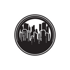 silhouette city for Retro vintage badge / emblem logo design inspiration,