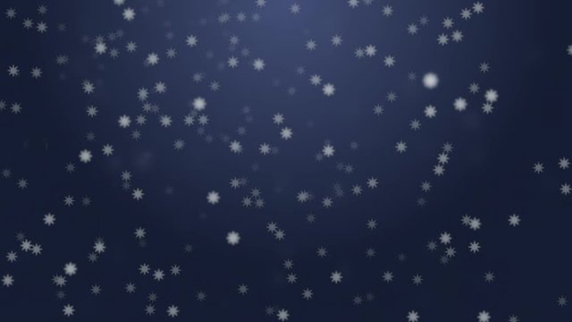 Soft snow and star is falling on blue background. Nice Christmas atmosphere