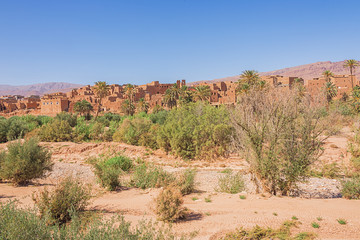 View of the deserted village Afanour next to Tinghir in the fertile oasis along the Wadi Todgha
