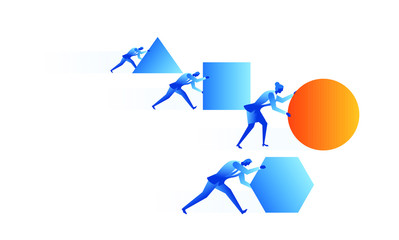 Business women  concept illustration about smart work versus handwork 