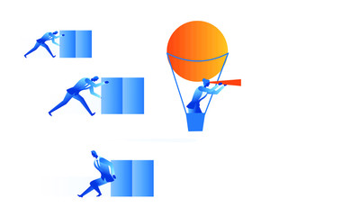 Business women  concept illustration about smart work versus handwork 