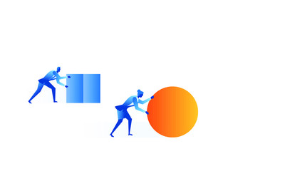 Business women  concept illustration about smart work versus handwork 