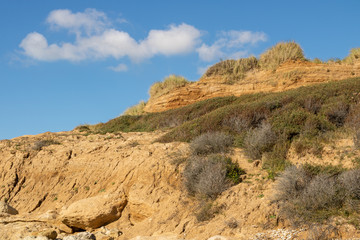 Fototapeta na wymiar Traces d'érosion sur les falaises au nord de la Pointe aux Oies - Wimereux - Pas-de-Calais