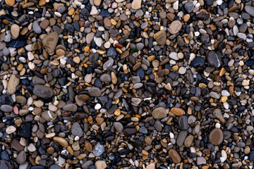 Texture de galets sur la page de Saint-Cyr-Sur-Mer en Méditerranée