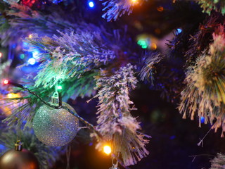 Obraz na płótnie Canvas Christmas Tree With Beautiful Decorations And Lighting 