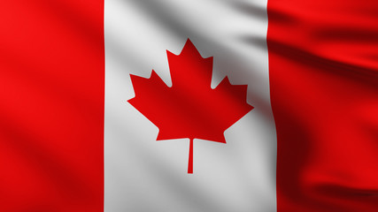 Large Canadian Flag background in the wind
