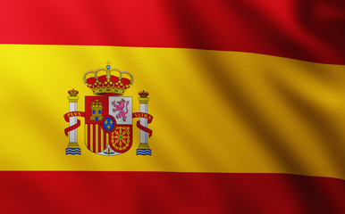 Large Flag of Spain background in the wind