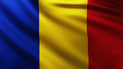 Large Romanian Flag background in the wind