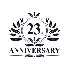 23 years Anniversary logo, luxurious 23rd Anniversary design celebration.
