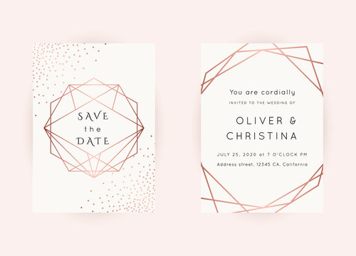 WEDDING Invitations Rose Gold Vector