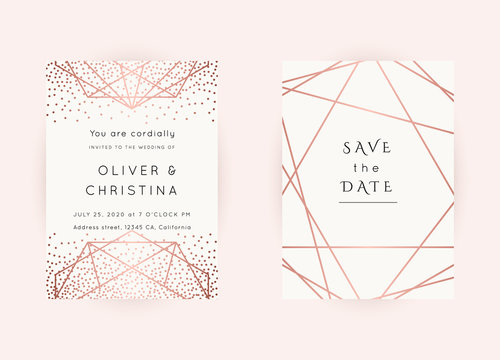 WEDDING Invitations Rose Gold Vector