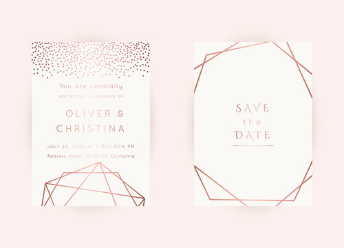 WEDDING Invitations Rose Gold Vector