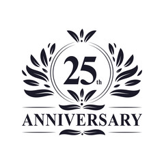 Fototapeta na wymiar 25 years Anniversary logo, luxurious 25th Anniversary design celebration.
