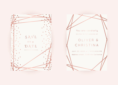 WEDDING Invitations Rose Gold Vector