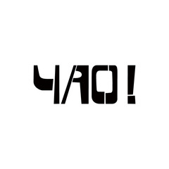 Ciao stencil lettering in russian language. Spray paint cyrillic graffiti on white background. Design lettering templates for greeting cards, overlays, posters
