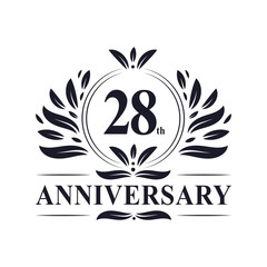 28 years Anniversary logo, luxurious 28th Anniversary design celebration.