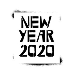 New Year stencil lettering in frame. Spray paint graffiti on white background. Design lettering templates for greeting cards, overlays, posters