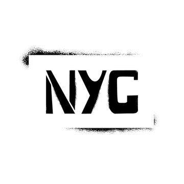 NYC stencil lettering in frame. Spray paint graffiti on white background. Design lettering templates for greeting cards, overlays, posters