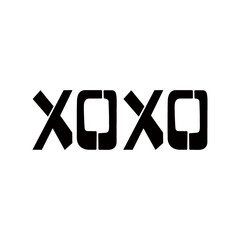 XOXO stencil lettering. Spray paint graffiti on white background. Design lettering templates for greeting cards, overlays, posters