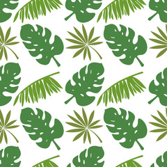 Seamless pattern with palm tree leaves