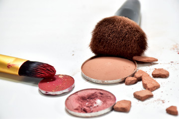 breaked blushon on white background