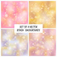 Set of vector abstract bokeh background with light effects. 