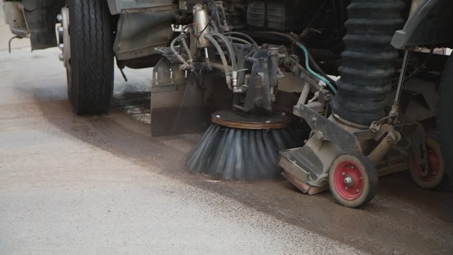 Street sweeper machine cleaning the streets
