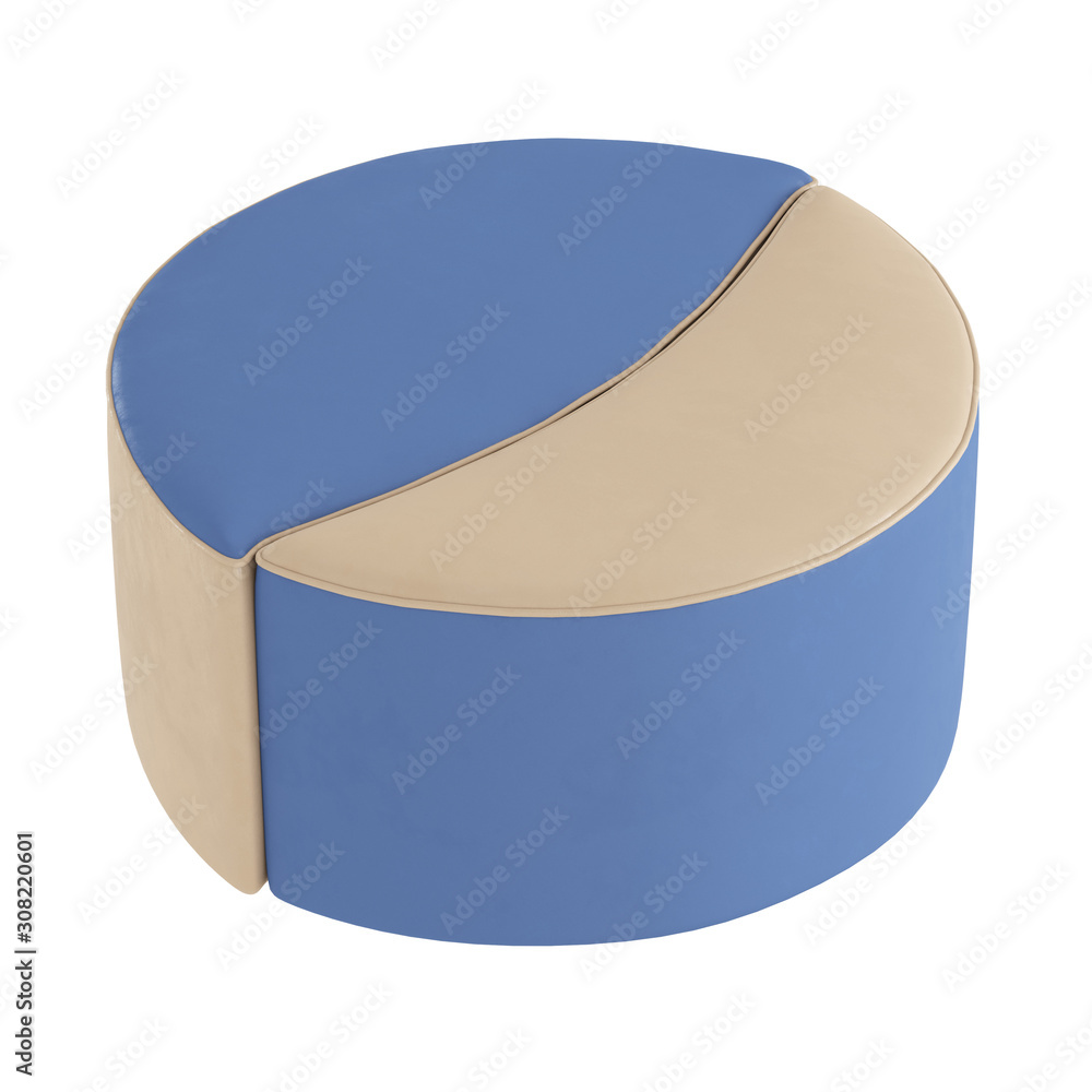 Poster round cloth pouf two color on a white background. 3d rendering