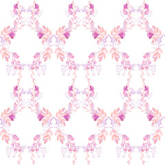 watercolor seamless pattern pink flowers valentines day
