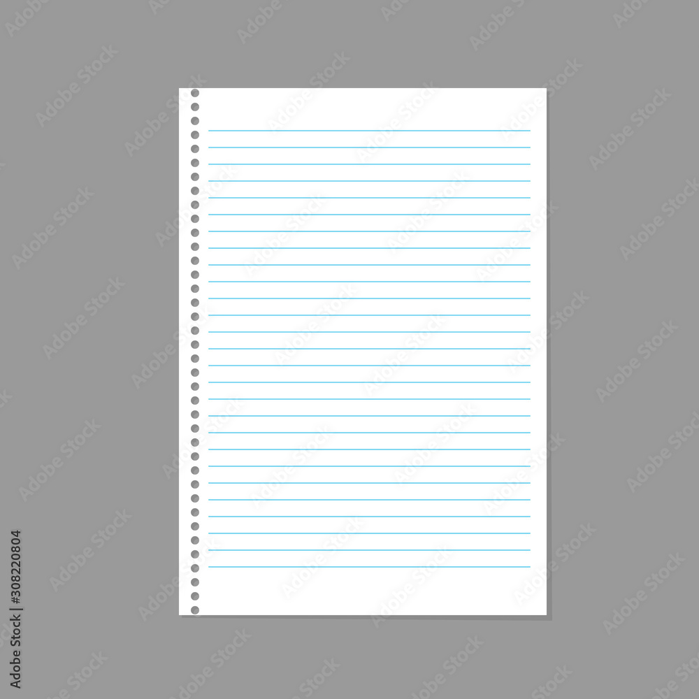 Poster realistic sheet of white paper with shadow isolated on a gray background. notepad sheet. vector illu