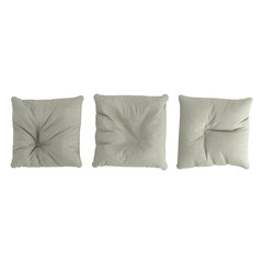 Fototapeta na wymiar Three cloth pillow pouf on a white background. 3d rendering