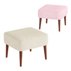 Two cloth pouf with legs on a white background. 3d rendering