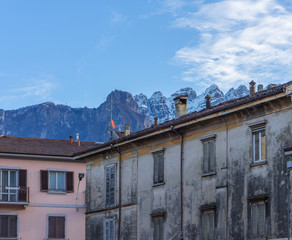 Town of Lecco, Italy in December time