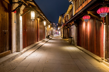 Naklejka na ściany i meble At night, the streets of Zhouzhuang Ancient Town, Suzhou, China