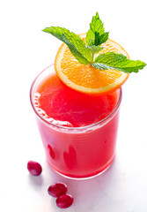 Fresh Homemade Cranberry Orange Juice with Copy Space