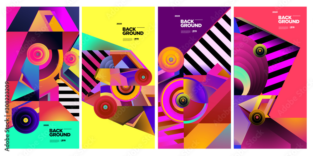 Aufkleber vector colourful ethnic geometric pattern background set. pattern background illustration for banner