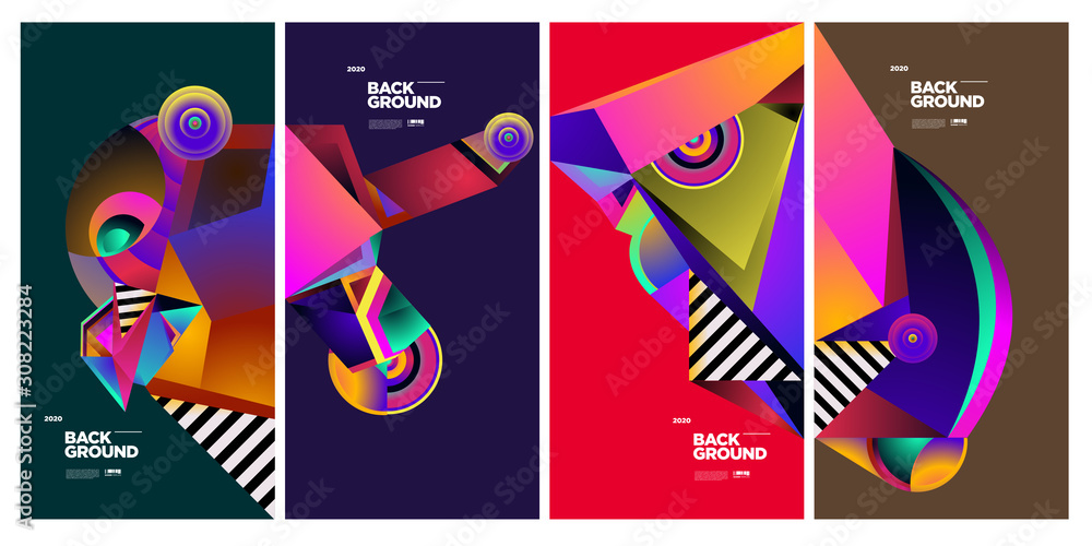 Aufkleber vector colourful ethnic geometric pattern background set. pattern background illustration for banner