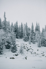  winter in the mountains. snow on top of the mountains. freeride. extreme sports mountains