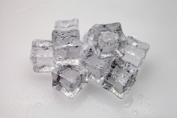 ice cubes on a gray background, macro