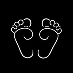 Füße in weiß auf Hintergrund in schwarz, schwarzweiß, Vektor, Layout, Vorlage, Logo, Design, Fußpflege, Pediküre, Fußgesundheit, Pflege, barefoot, barfuß, barefeet, feet, foot, toes, Zehen, wackeln