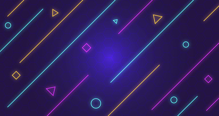Hexagon background with line neon glow