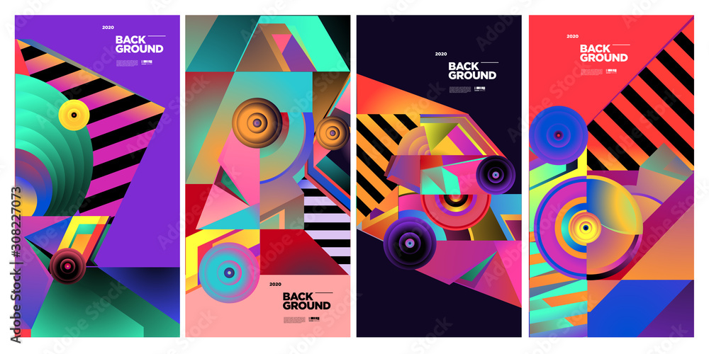 Aufkleber vector colourful ethnic geometric pattern background set. pattern background illustration for banner