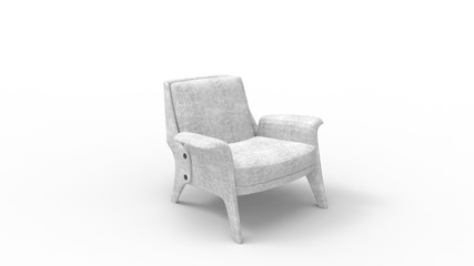 3d rendering of a white design chair isolated in studio background