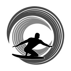 surfer on the wave vector illustration