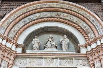 Basilica di San Petronio facade in Bologna, Italy.