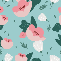 Vector illustration seamless floral pattern. Flowers background for cosmetics packaging.