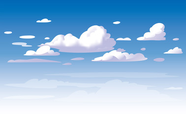 Vector blue sky clouds. Anime clean style. Background design