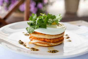 pancakes with vegetables and egg