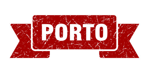Porto ribbon. Red Porto grunge band sign