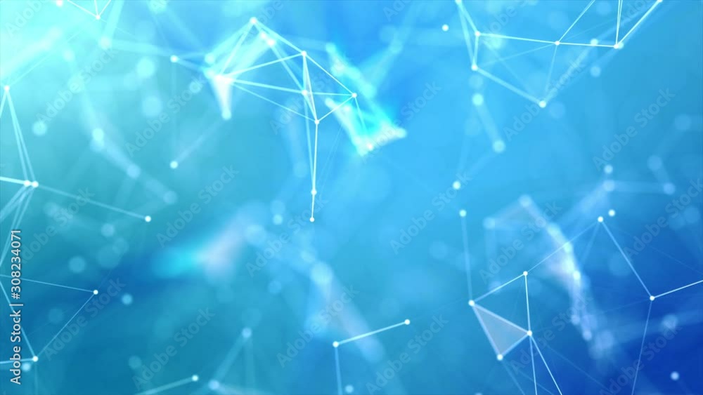 Poster 3d render dot and a connection line for cyber futuristic data network concept, with dark and grain p